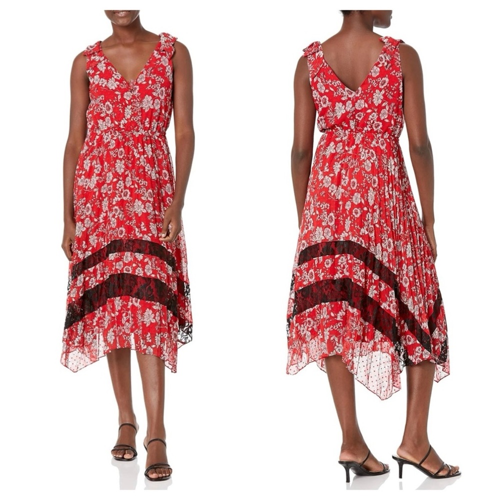 Nanette Lepore Red Floral Midi Dress